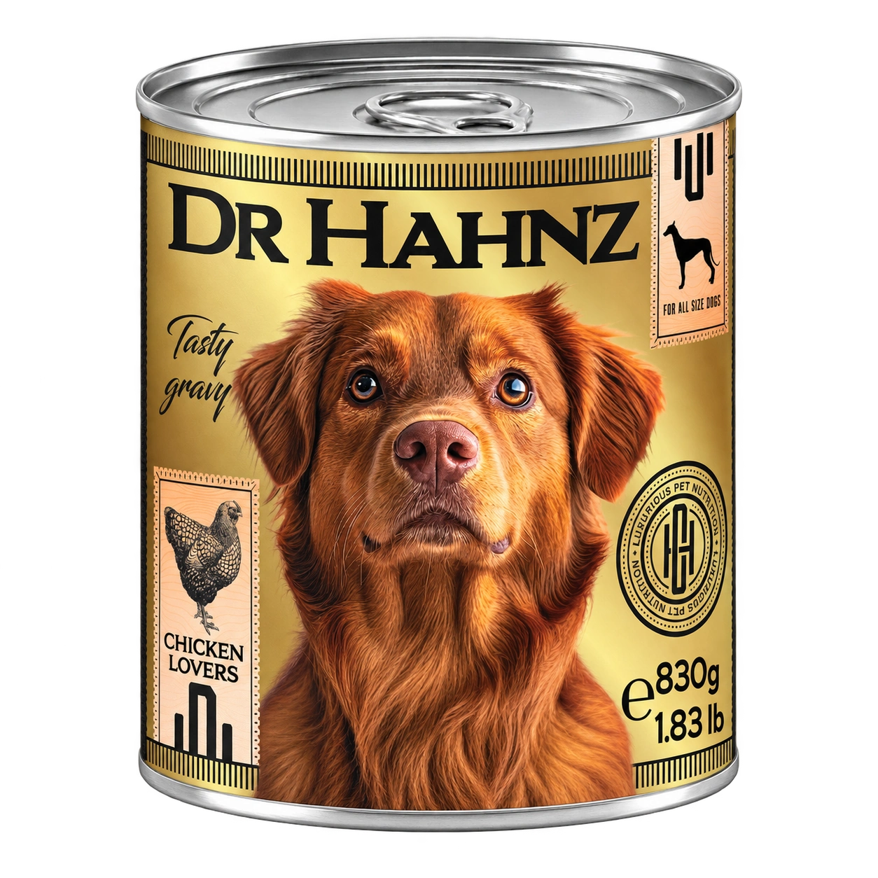 Chicken Lovers — 830 g individual can shown — front
