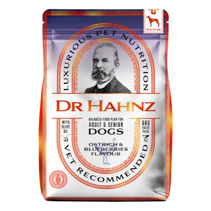 Dr Hahnz Ostrich and Blueberries transparent packshot